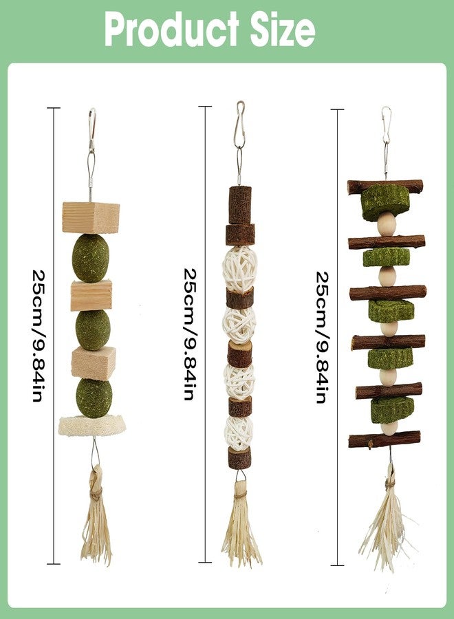 WDEFUN 3 PCS Bunny Chew Toys, Natural Hanging Rabbit Chew Toy Treats for Guinea Pigs Hamsters Gerbils Chinchilla and Other Small Pets for Teeth Grinding - Image 2